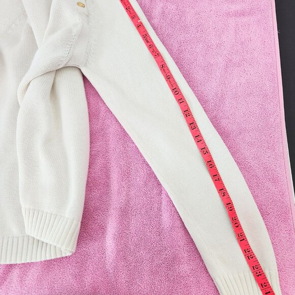 Women's Ralph Lauren White Gold Button Mock Turtleneck Sweater Size XL - Picture 2 of 16